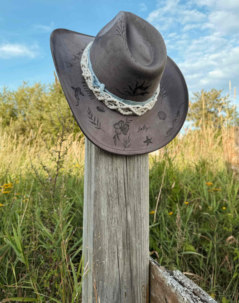 Chapeau pyrogravé "Seaside Cowboy"