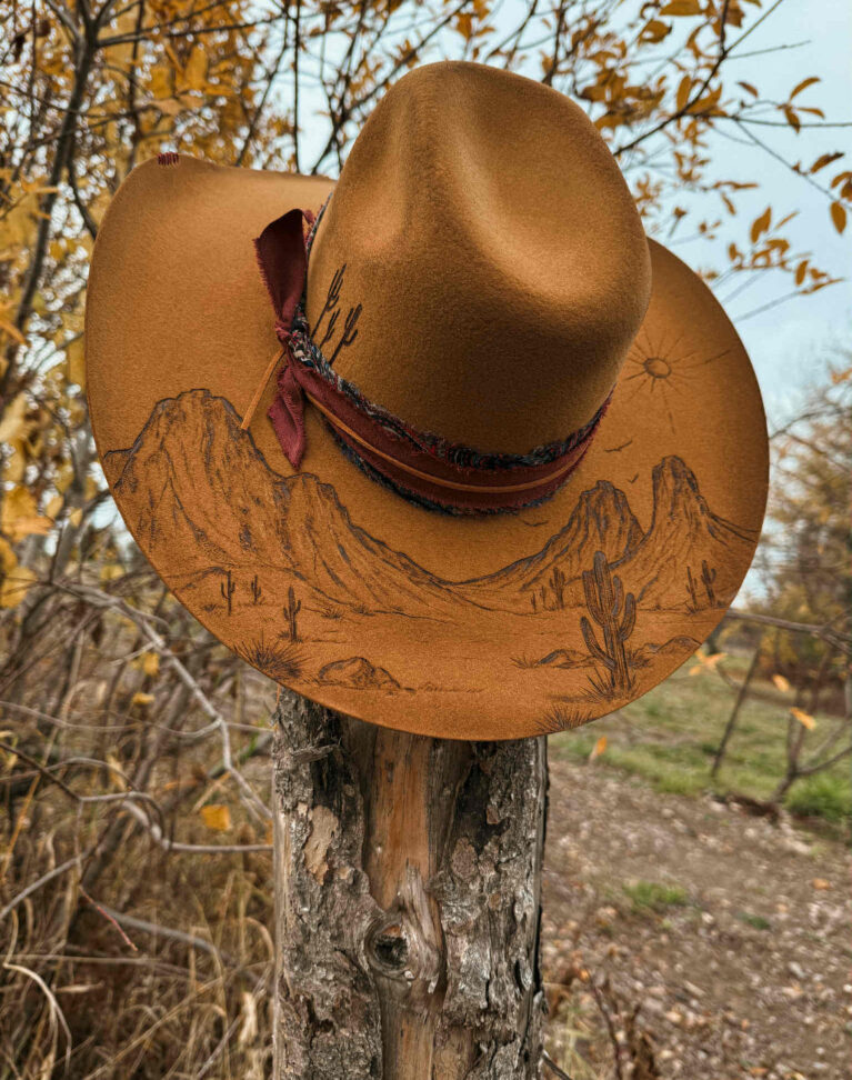 Chapeau pyrogravé "Mirage"