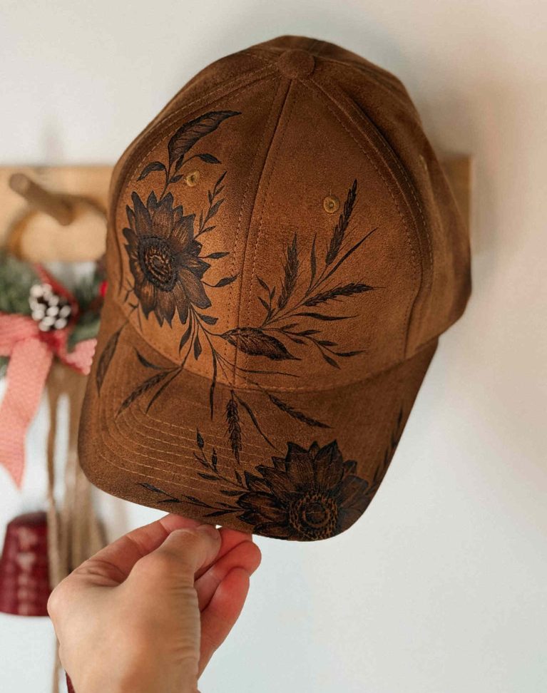 Casquette pyrogravée "Sunflowers"