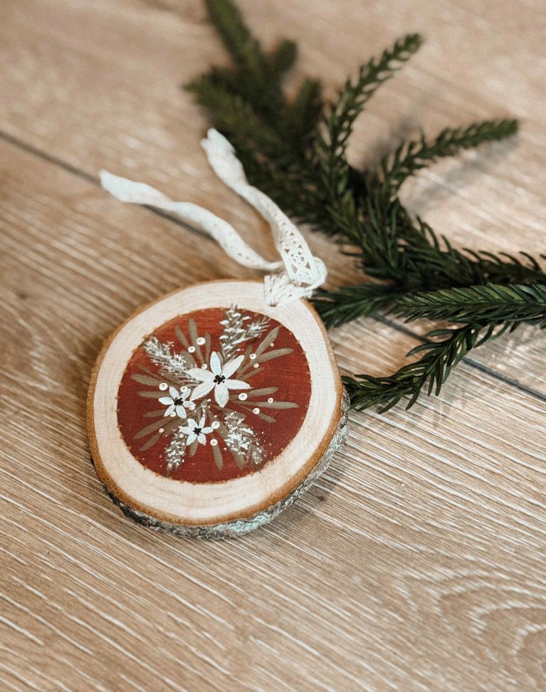Ornement de Noël Vintage * Fleur Rouge