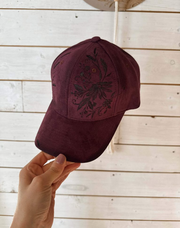 *VENDUE - Casquette pyrogravée "Fleurs des champs"