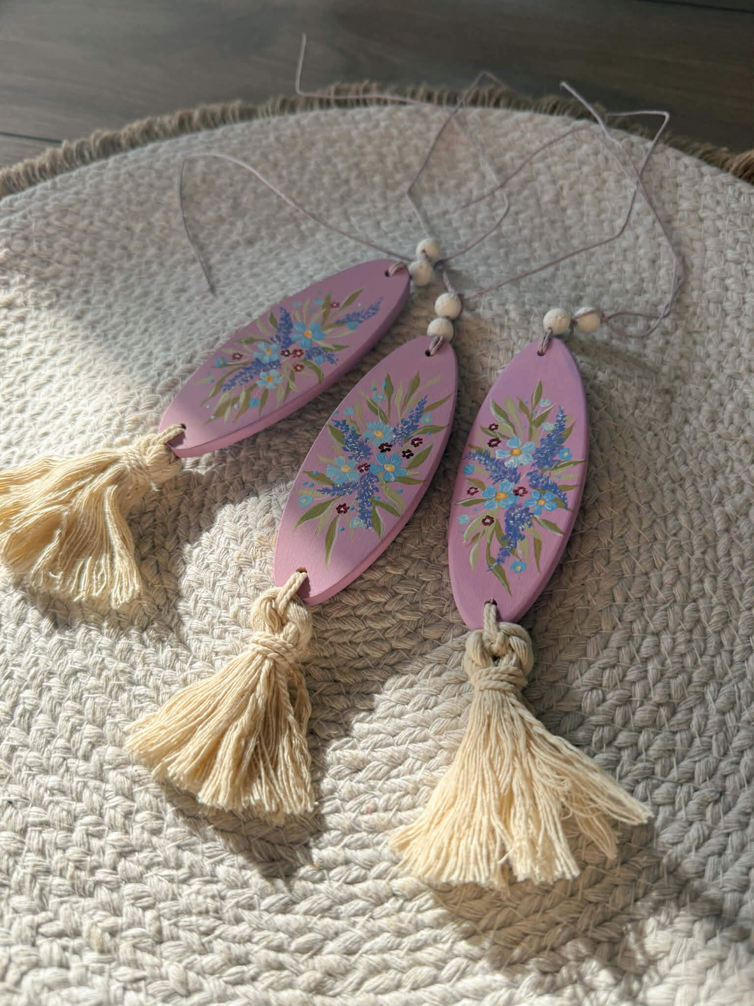 Ornement de rétroviseur - "Fleur Pastel" ROSE