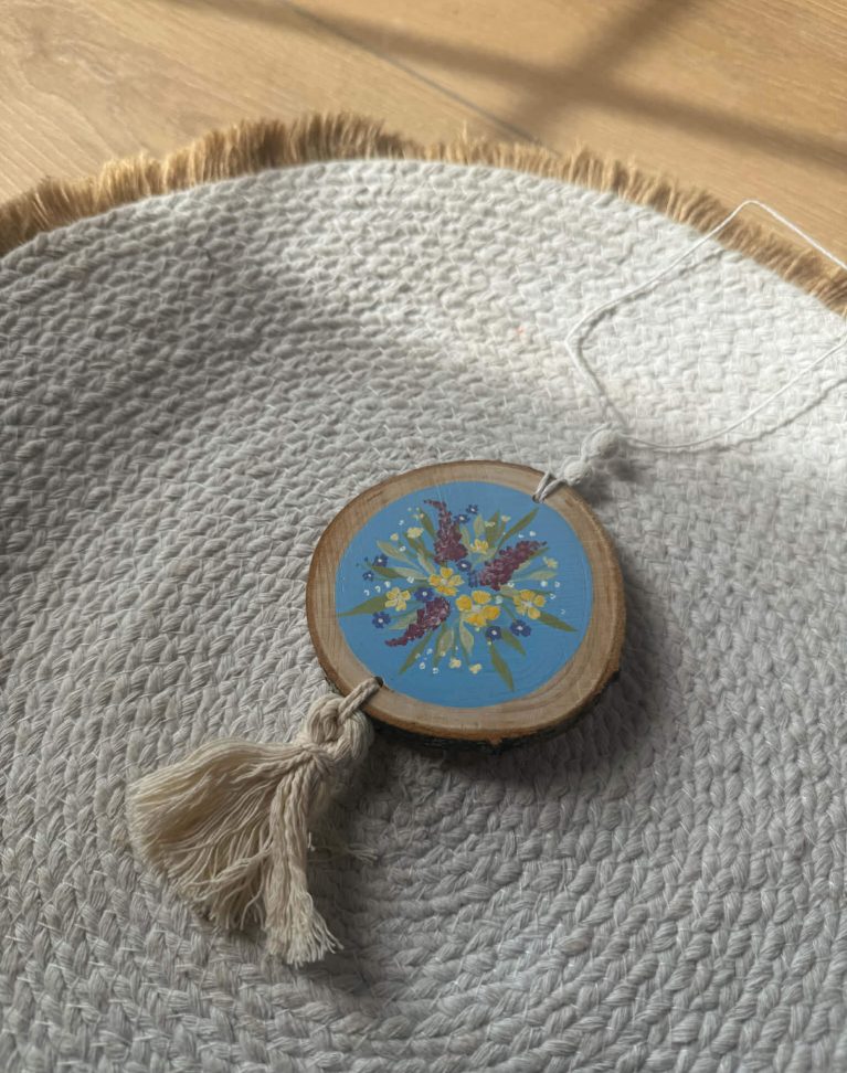 Ornement de rétroviseur - "Rondin Pastel" BLEU