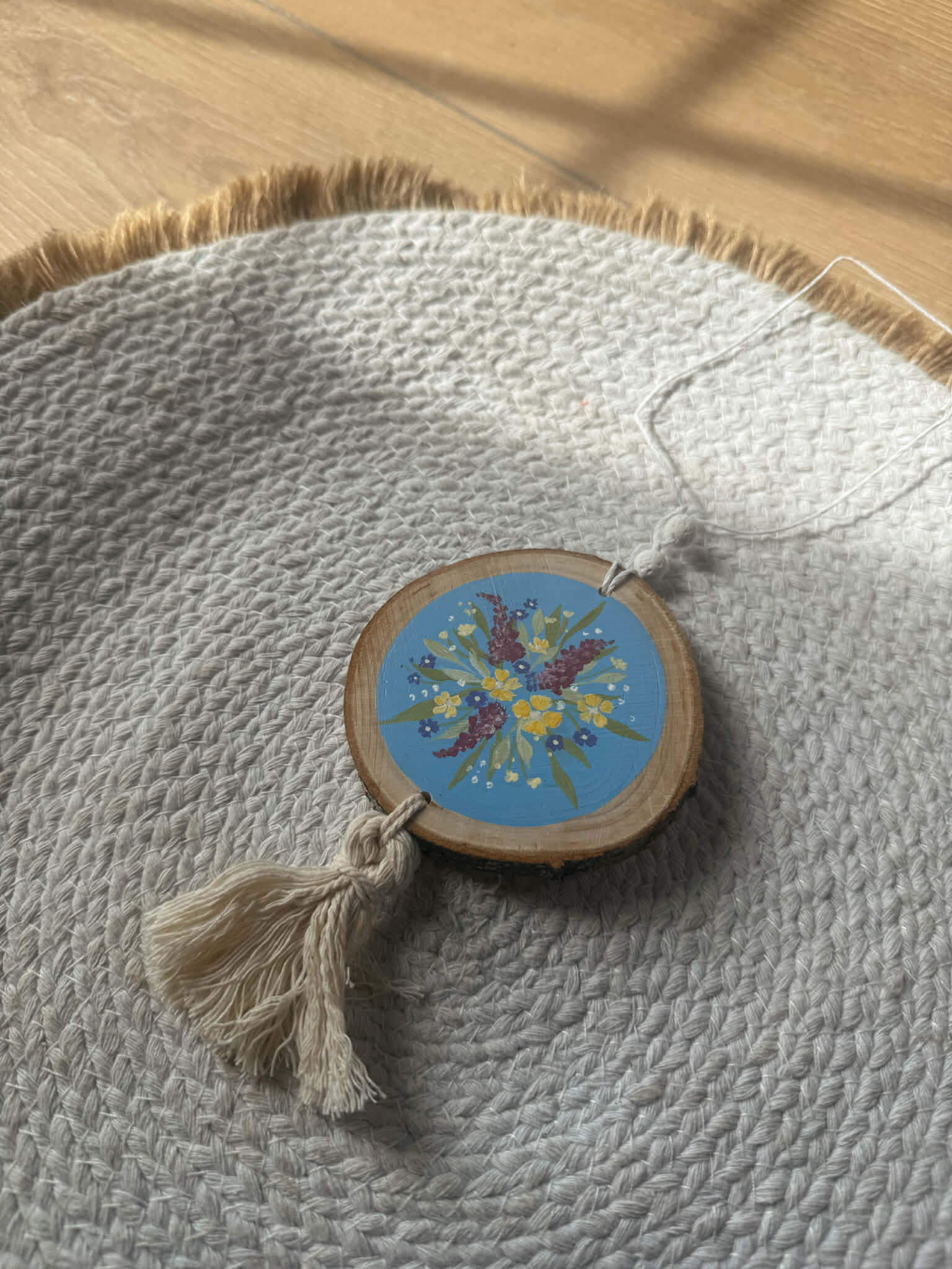 Ornement de rétroviseur - "Rondin Pastel" BLEU