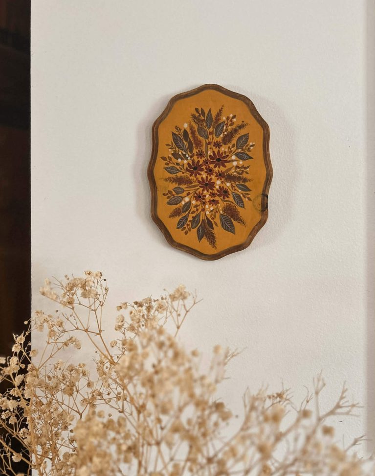 Oeuvre originale sur bois "Fleurs Sauvages"