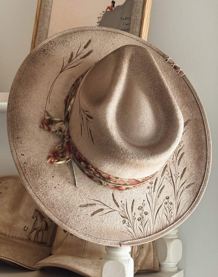 Chapeau pyrogravé - "Sea Oats"