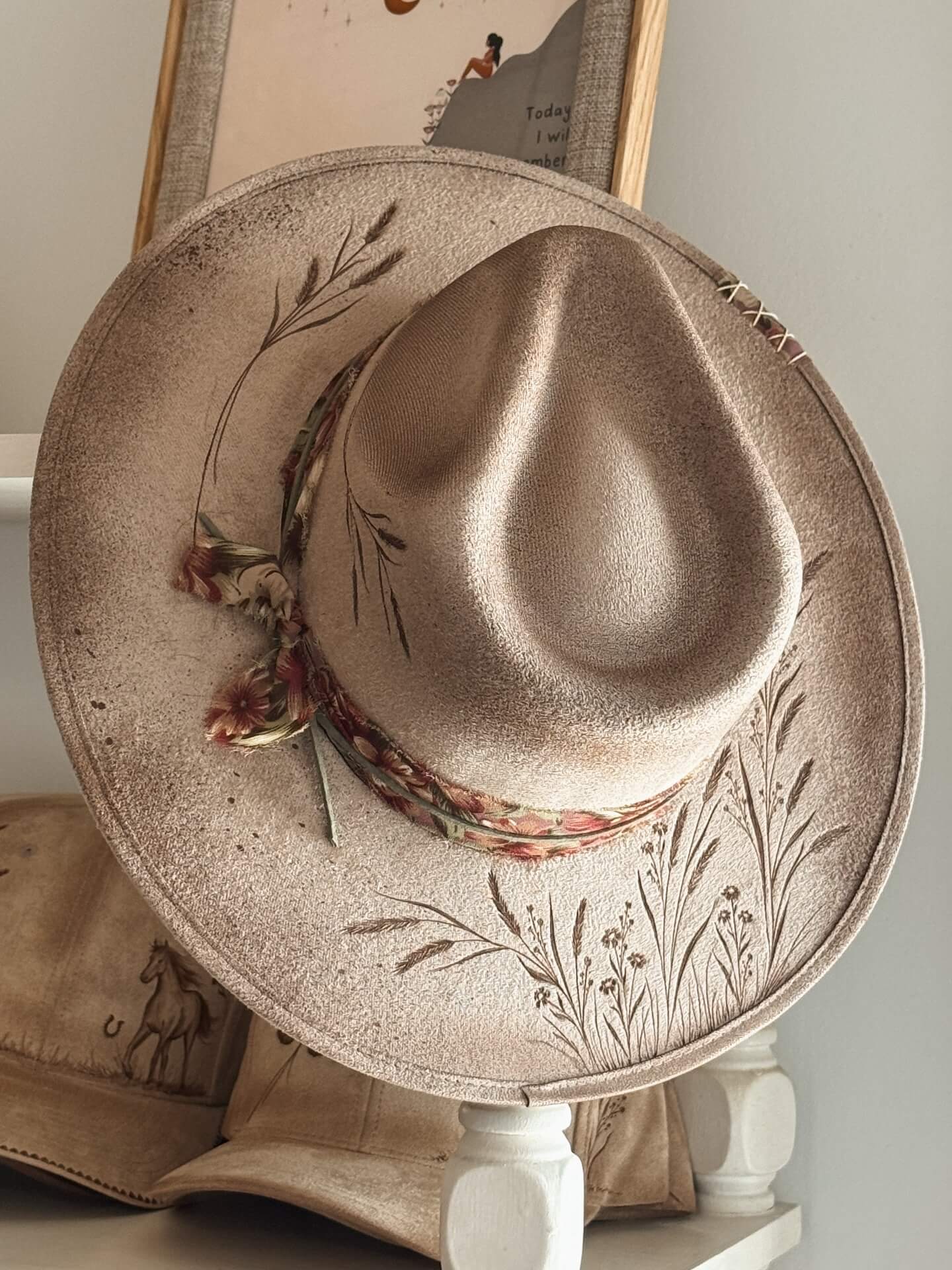 Chapeau pyrogravé - "Sea Oats"