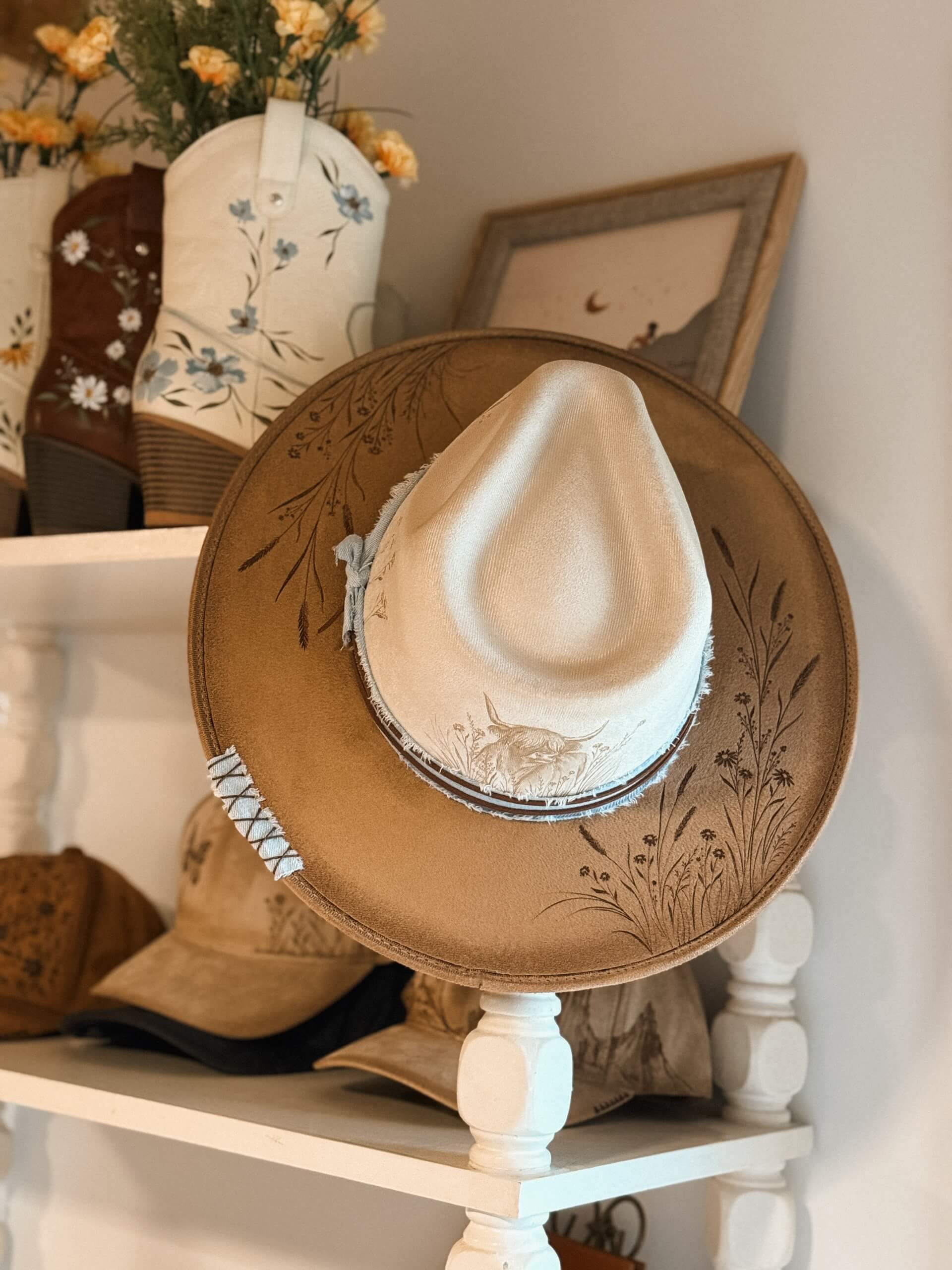 Chapeau pyrogravé - "Coeur des Champs" – Image 2